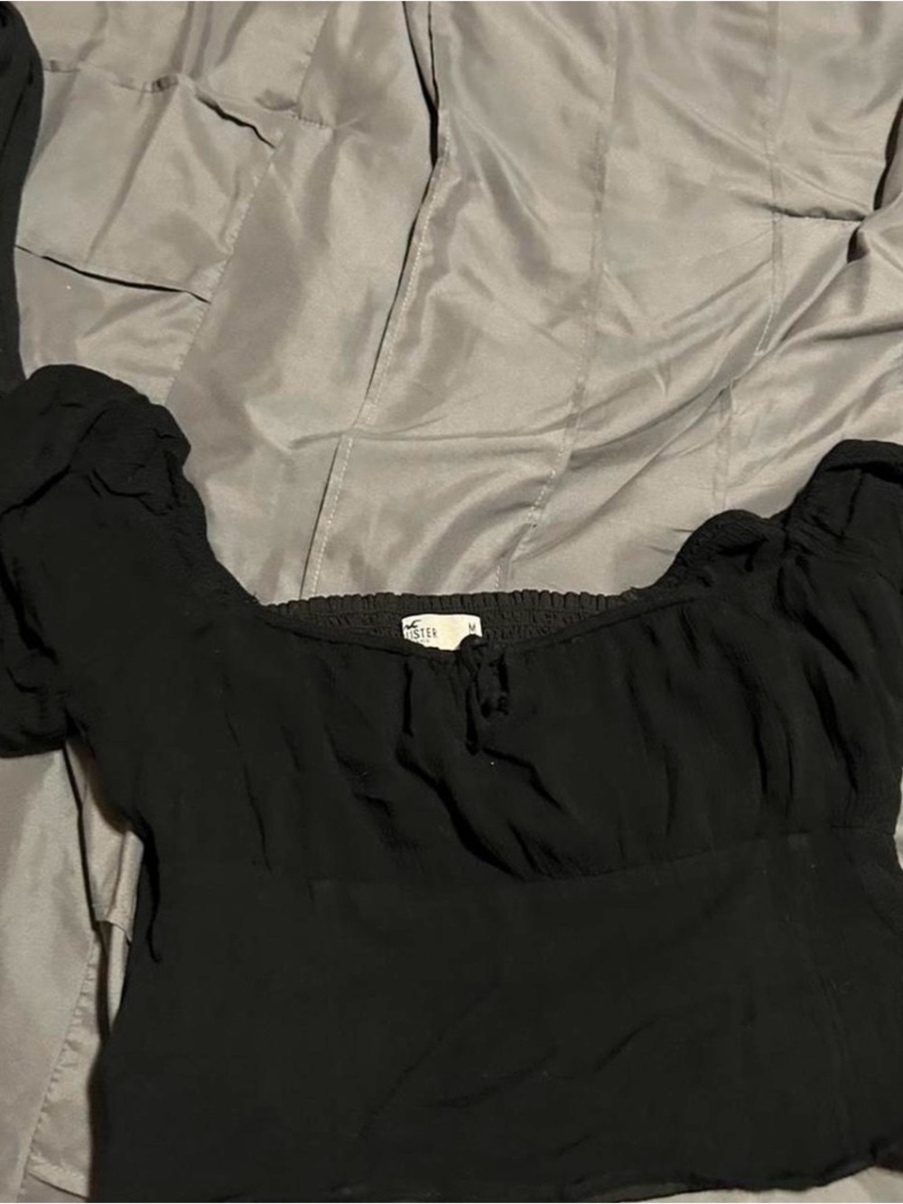 Hollister Black Off-Shoulder Smocked Blouse
